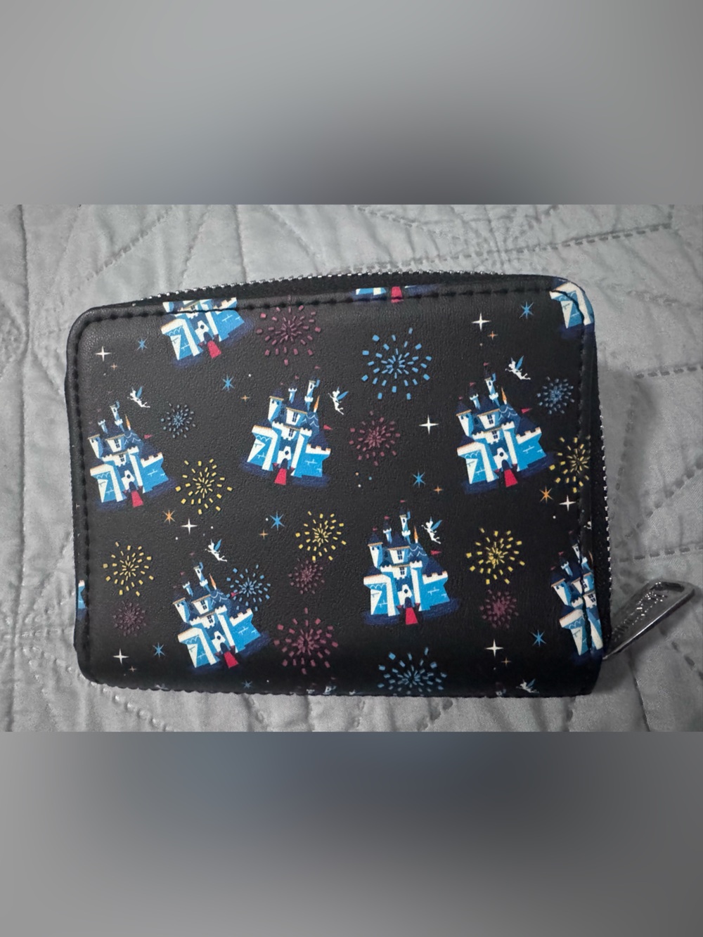 Loungefly Black Wallet with Blue Castle & Firework Print - Picture 3 of 3